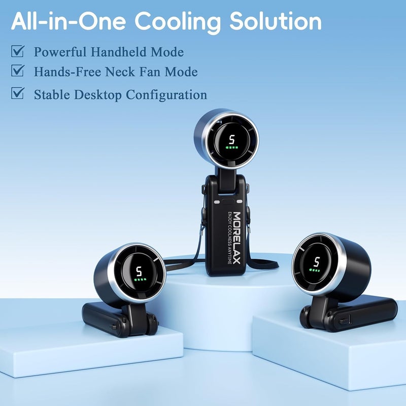Morelax Personal Handheld Fan,High-Speed Turbo Fans,5-Speed with LED Display,Powerful Motor,4000mAh,USB Rechargeable Portable Cooling Fan for Outdoor Activities,Travel,Working,Black - Image 5