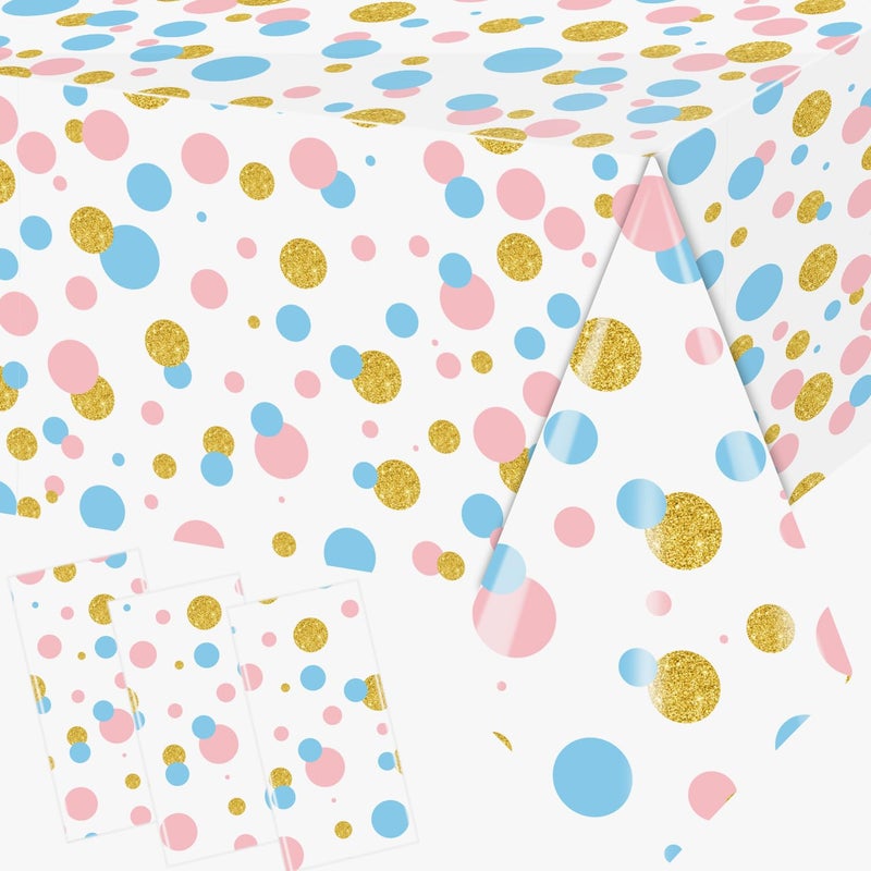 Dydamud Gender Reveal Decorations Disposable Tablecloth, 3Pcs Gender Reveal Table Cloths Baby Shower Table Cover for Boy or Girl Gender Reveal Party Decorations Supplies - Image 1