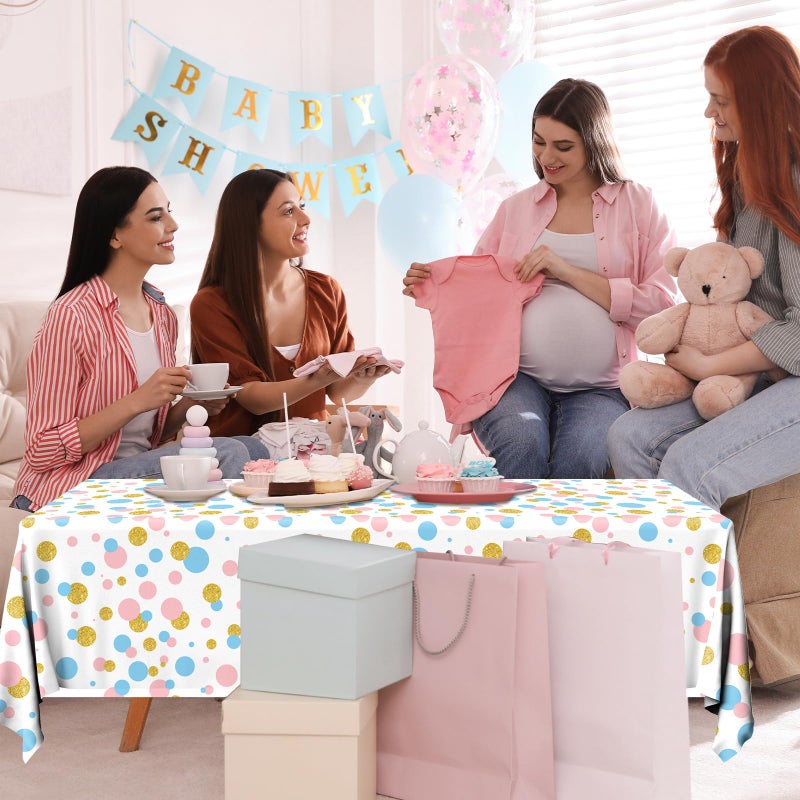 Dydamud Gender Reveal Decorations Disposable Tablecloth, 3Pcs Gender Reveal Table Cloths Baby Shower Table Cover for Boy or Girl Gender Reveal Party Decorations Supplies - Image 4