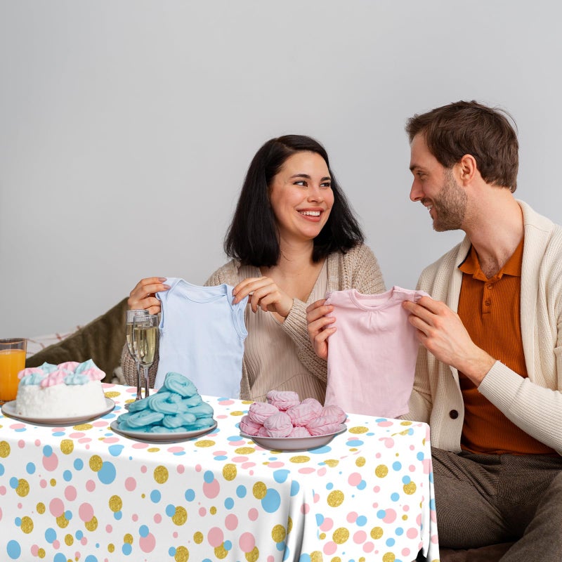 Dydamud Gender Reveal Decorations Disposable Tablecloth, 3Pcs Gender Reveal Table Cloths Baby Shower Table Cover for Boy or Girl Gender Reveal Party Decorations Supplies - Image 2