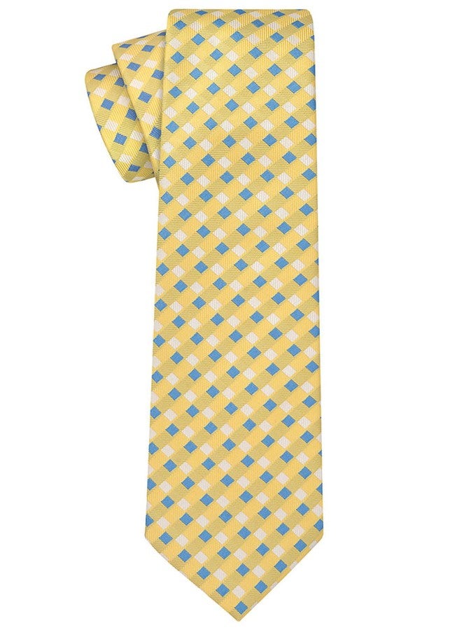 KissTies Mens Yellow Tie Canary Grid Necktie Wedding Ties + Gift Box - Image 2