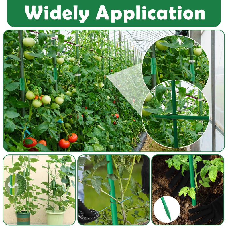 Cludoo 393PCS Garden Stakes Set with 120 Sets Fiberglass Plant Stakes Sticks Supports and Accessories, DIY 4ft 5ft 6ft 7ft Tomato Stakes for Tomato,Vegetables, Pepper, Indoor Outdoor Spring Plants - Image 5