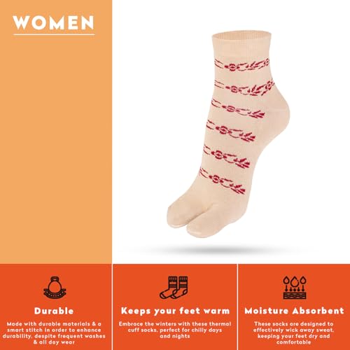 Supersox Ankle Thumb Socks for Women, Made with Breathable, Anti Odour & Moisture Absorbent Combed Cotton with a Extra Durable Welt (Pack Of 4) (IN, Alpha, Free Size, Beige) - Image 4