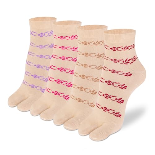 Supersox Ankle Thumb Socks for Women, Made with Breathable, Anti Odour & Moisture Absorbent Combed Cotton with a Extra Durable Welt (Pack Of 4) (IN, Alpha, Free Size, Beige) - Image 1