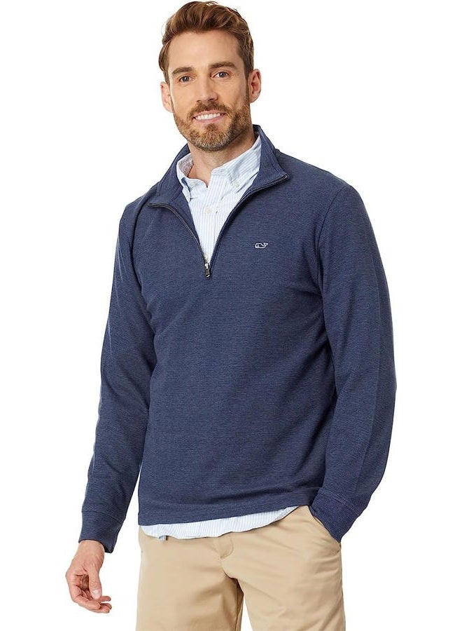 Vineyard Vines Men's Saltwater Quarter-Zip Pullover Sweater, Deep Bay, Large - Image 1