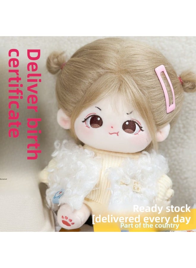 Cotton Doll Chestnut Grain 20CM Non-Attribute Girl Doll Skeleton Super Cute Dress-up Doll Gift For Children And Friends-Specification:Boneless (comes With Grooming Tools + 2 Random Skirts + Blush + Hair Care Solution)-Color:Tiantian (naked Baby) Sends Birth Certificate  - Image 4