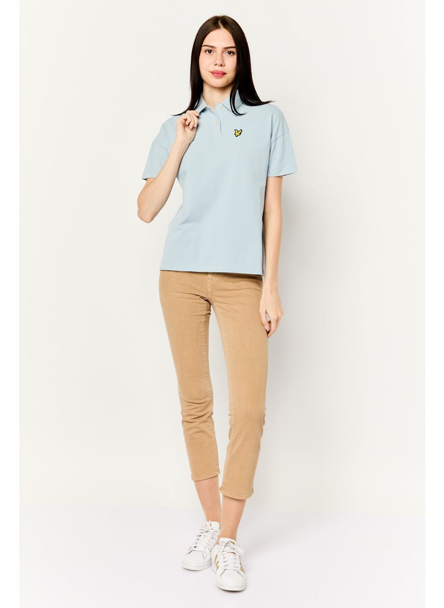 NAUTICA Women Regular Fit Embroidered Logo Short Sleeves Polo, Light Blue  - Image 2
