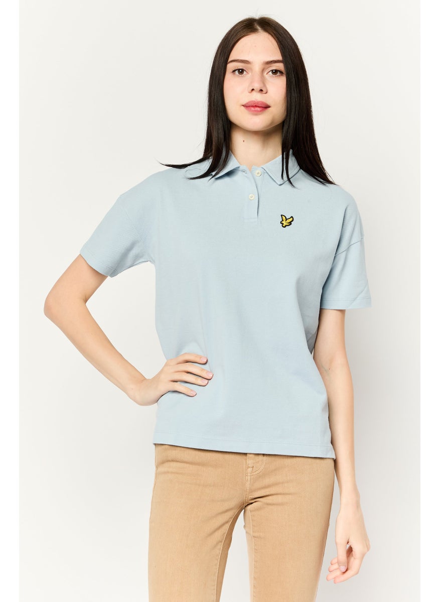 NAUTICA Women Regular Fit Embroidered Logo Short Sleeves Polo, Light Blue  - Image 1