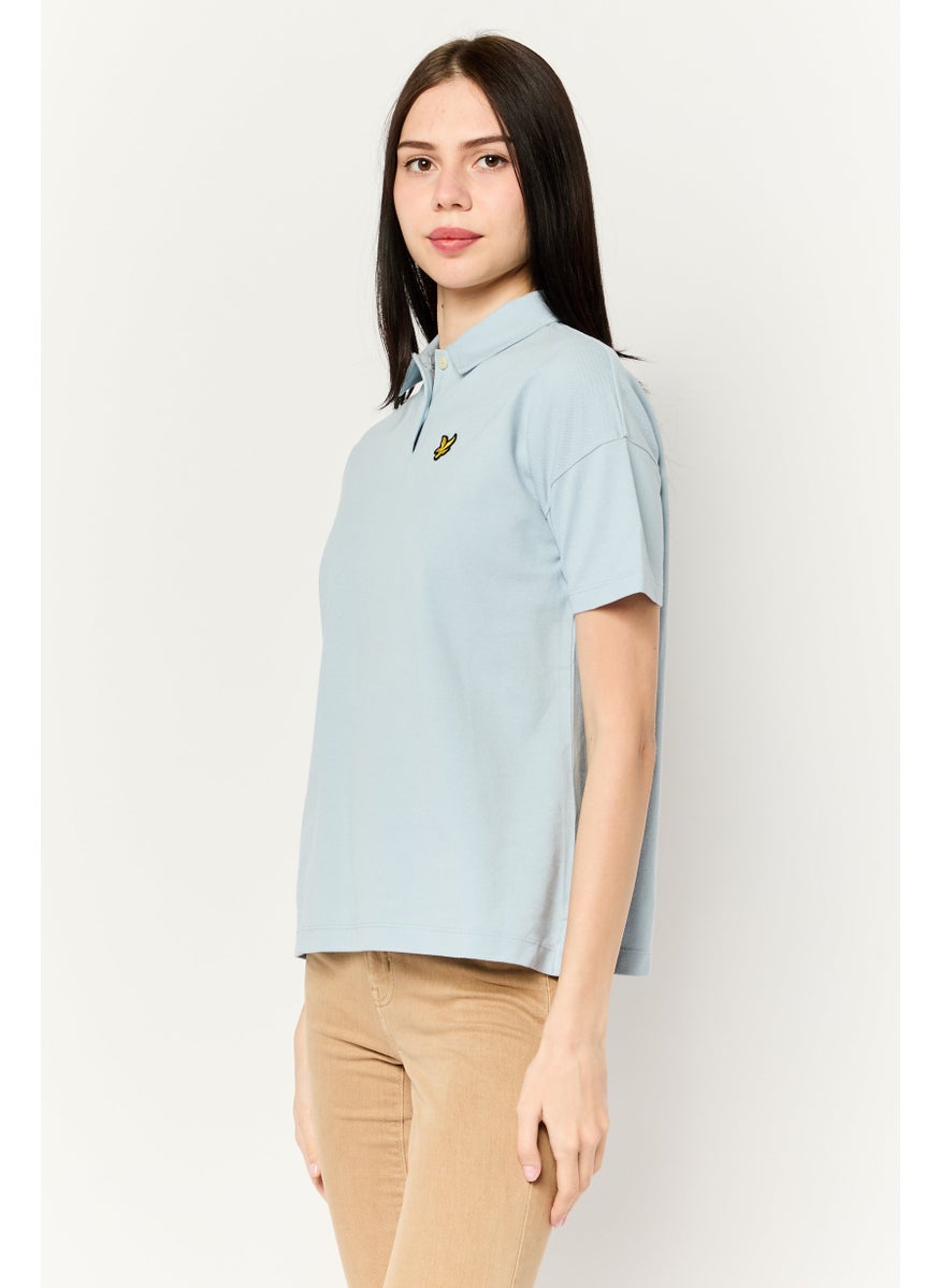 NAUTICA Women Regular Fit Embroidered Logo Short Sleeves Polo, Light Blue  - Image 3