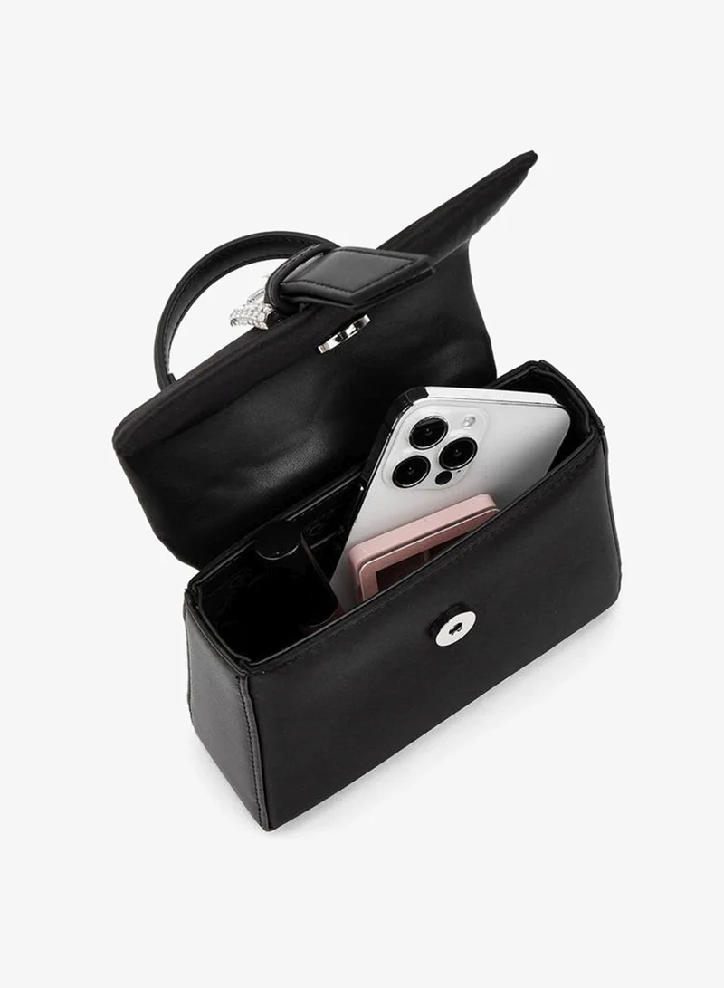 Celeste BLACK Solid Crossbody Bag With Detachable Strap for Women | Best Price UAE