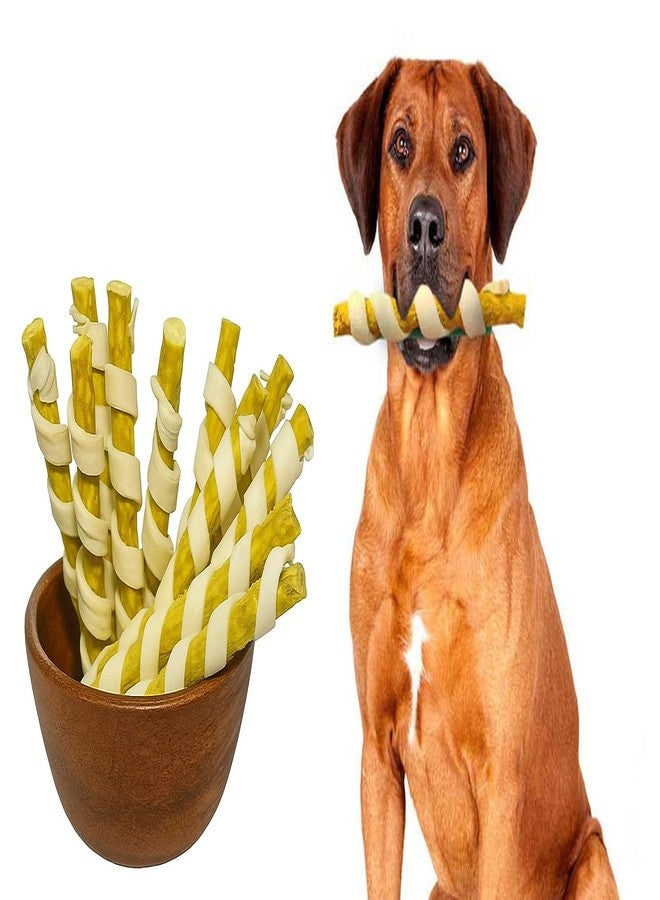 Pups&Pets عصي مضغ حلزونية من جلد البقر الخام للكلاب من Pups&Pets | 500 غرام بنكهة الدجاج + 500 غرام بنكهة لحم الضأن | عصي ملتوية بنكهتي الدجاج ولحم الضأن للجراء والكلاب - عبوة 1 كجم - Image 3