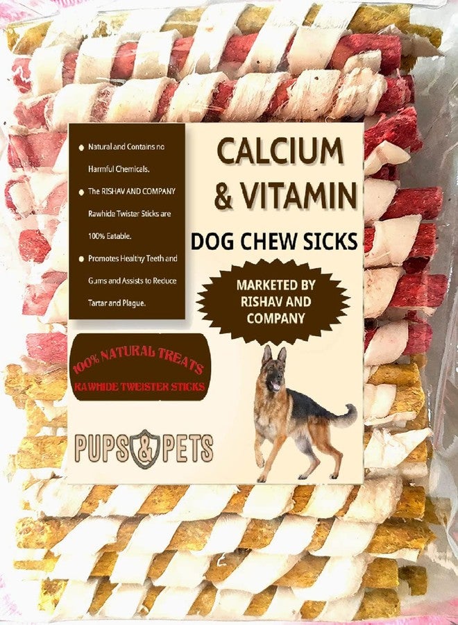 Pups&Pets عصي مضغ حلزونية من جلد البقر الخام للكلاب من Pups&Pets | 500 غرام بنكهة الدجاج + 500 غرام بنكهة لحم الضأن | عصي ملتوية بنكهتي الدجاج ولحم الضأن للجراء والكلاب - عبوة 1 كجم - Image 1