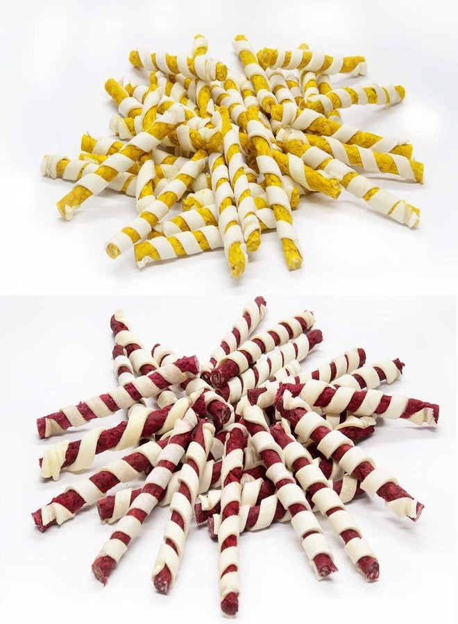 Pups&Pets عصي مضغ حلزونية من جلد البقر الخام للكلاب من Pups&Pets | 500 غرام بنكهة الدجاج + 500 غرام بنكهة لحم الضأن | عصي ملتوية بنكهتي الدجاج ولحم الضأن للجراء والكلاب - عبوة 1 كجم - Image 2