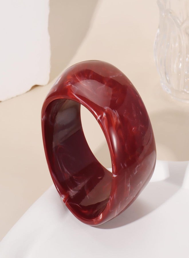 Bocar Chunky Cuff Vintage Resin Bangle Wide Bracelet Irregular Geometric Wristband for Women Prom Holiday Jewelry Gift (SL-1010-Wine) - Image 4