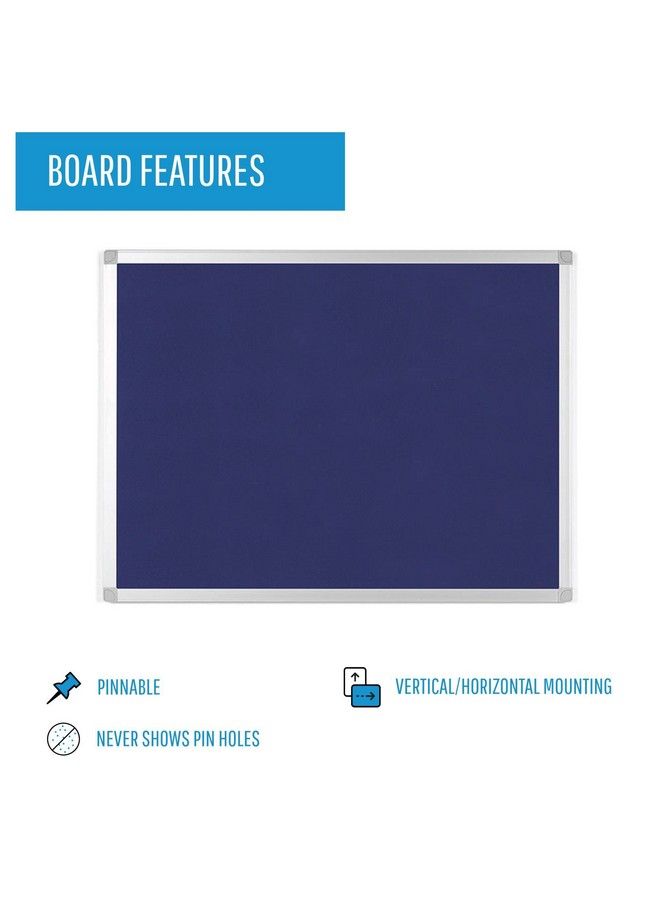 MasterVision لوحة إعلانات مثبتة على الحائط آيدا 18" × 24" إطار ألمنيوم مع قماش أزرق للاستخدام المنزلي أو المكتبي - Image 4