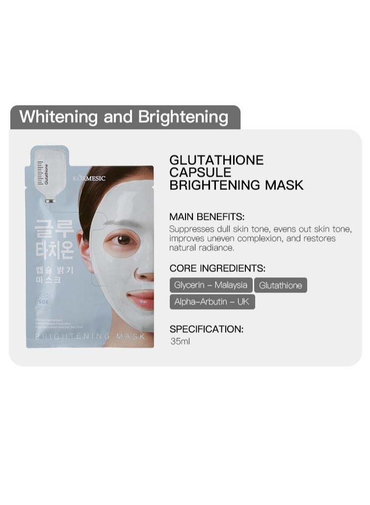 Kormesic 5 packs Glutathione Capsule Mask 35ml - Brightening & Anti-Aging - Image 2