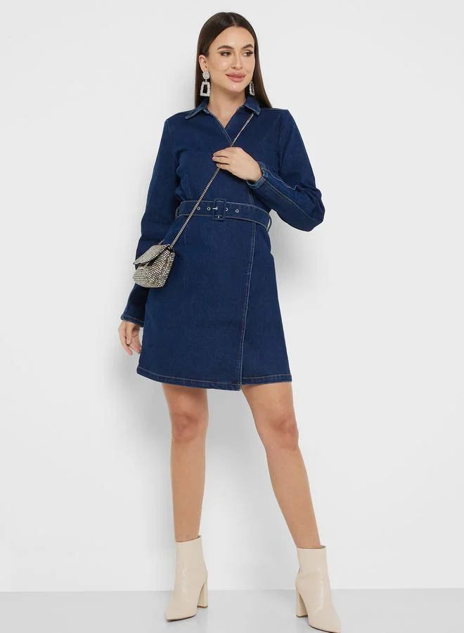 YAS Belted Denim Dress