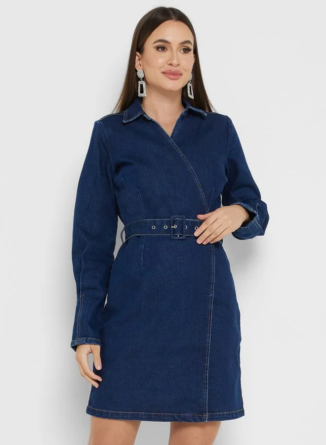 YAS Belted Denim Dress
