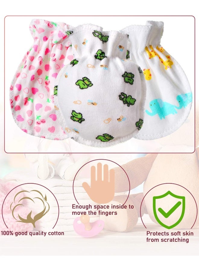 Syhood Syhood Newborn Baby Cotton Mittens No Scratch Baby Gloves Unisex Baby Gloves for 0-6 Months Baby Boys Girls, Assorted  - Image 3