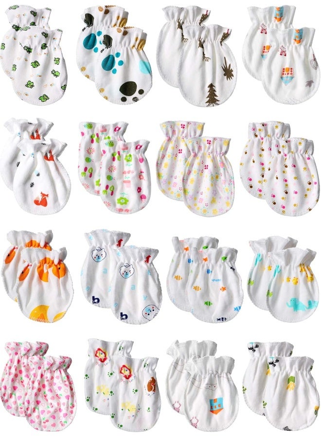 Syhood Syhood Newborn Baby Cotton Mittens No Scratch Baby Gloves Unisex Baby Gloves for 0-6 Months Baby Boys Girls, Assorted  - Image 1