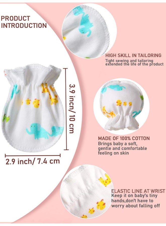 Syhood Syhood Newborn Baby Cotton Mittens No Scratch Baby Gloves Unisex Baby Gloves for 0-6 Months Baby Boys Girls, Assorted  - Image 2