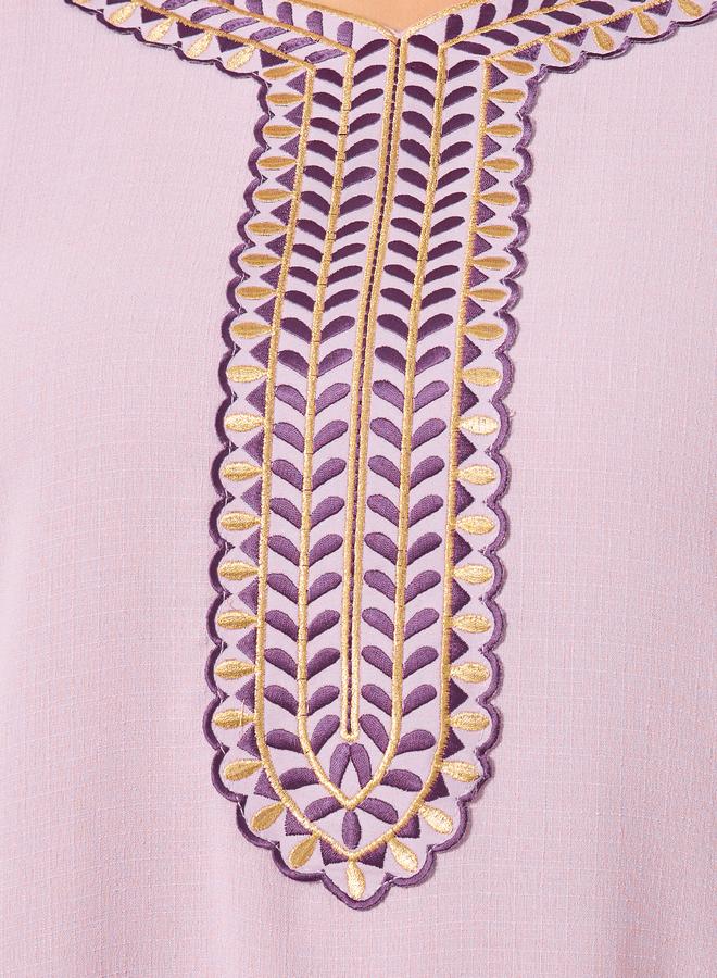 أميرة جلابية بمقاس كبير وياقة دائرية - Image 4