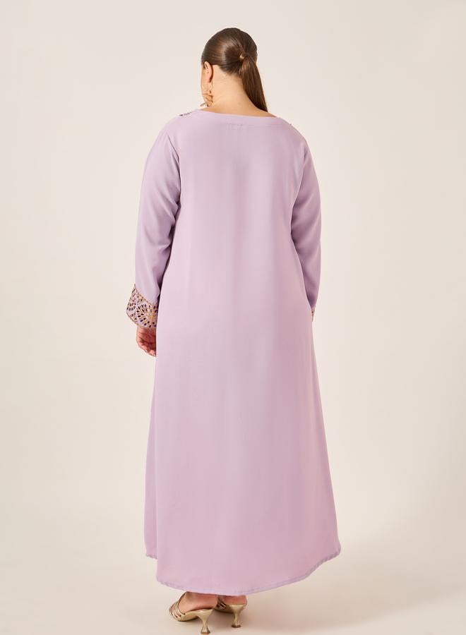 أميرة جلابية بمقاس كبير وياقة دائرية - Image 5