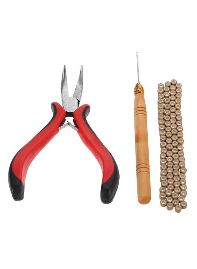 ORiTi 3-Piece Hair Extension Tool Kit Red/Black/Beige - Image 5