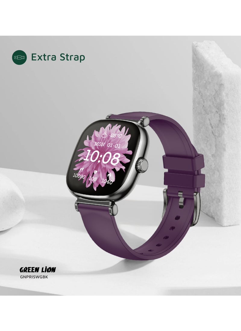 GREEN LION - Princess Smart Watch with AMOLED Display and Extra Strap / Customizable Dials / Always-on display / Music Control / Raise Wrist Wake Screen / Volume Control / Remote Camera / Sleep Monitoring / GL-SWA38 - Glossy Black - Image 1