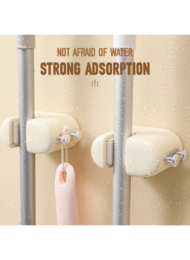 Multi-Functional Mop Holder with Two Hooks, Stick Firmly, Easy to Operate, Suitable for Storage in Bathrooms, Kitchens, Offices, Double Clip  - Image 5