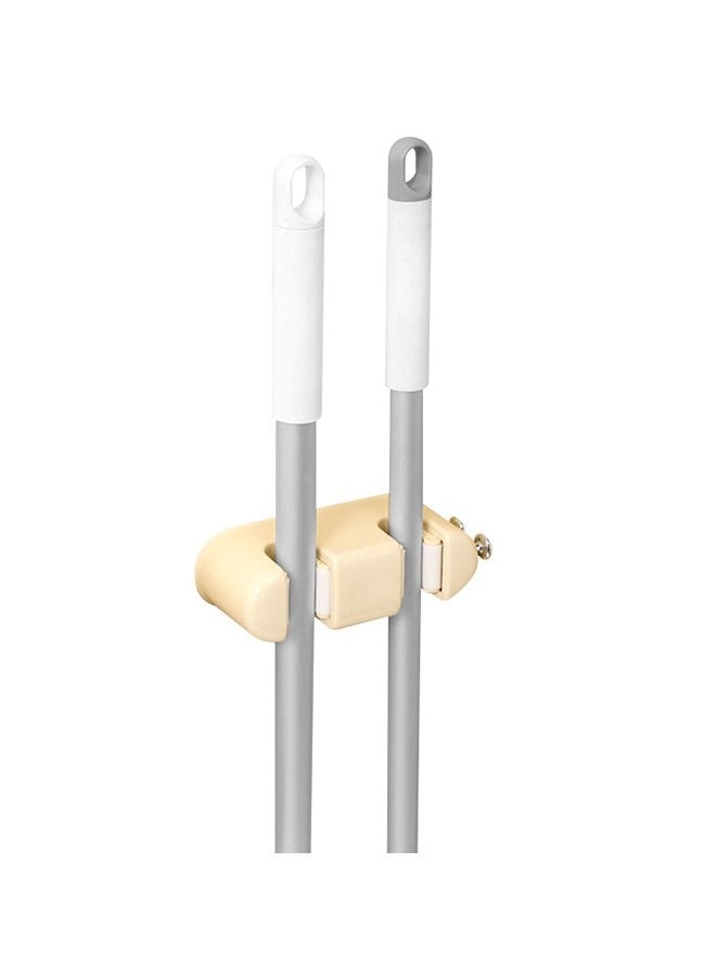 Multi-Functional Mop Holder with Two Hooks, Stick Firmly, Easy to Operate, Suitable for Storage in Bathrooms, Kitchens, Offices, Double Clip  - Image 1
