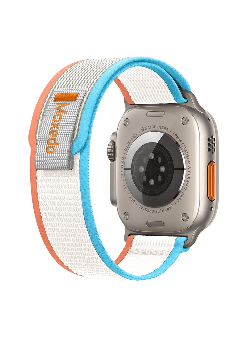 Moxedo Moxedo Trail Loop Watch Band Adjustable Sports Nylon Woven with Convenient Pull Tab Compatible with Apple Watch Band Series 8/7/6/5/4/3/2/1/SE Ultra design for 44mm/45mm/49mm (Pink/Light Blue)  - Image 1