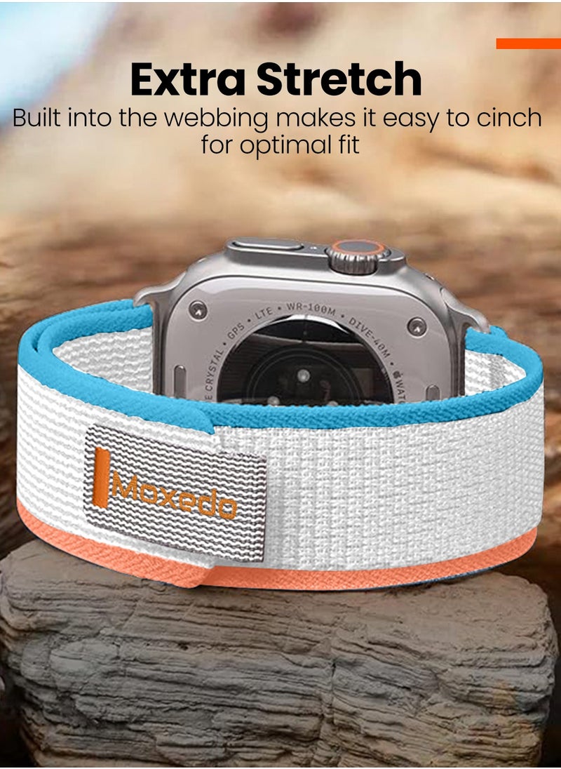 Moxedo Moxedo Trail Loop Watch Band Adjustable Sports Nylon Woven with Convenient Pull Tab Compatible with Apple Watch Band Series 8/7/6/5/4/3/2/1/SE Ultra design for 44mm/45mm/49mm (Pink/Light Blue)  - Image 5