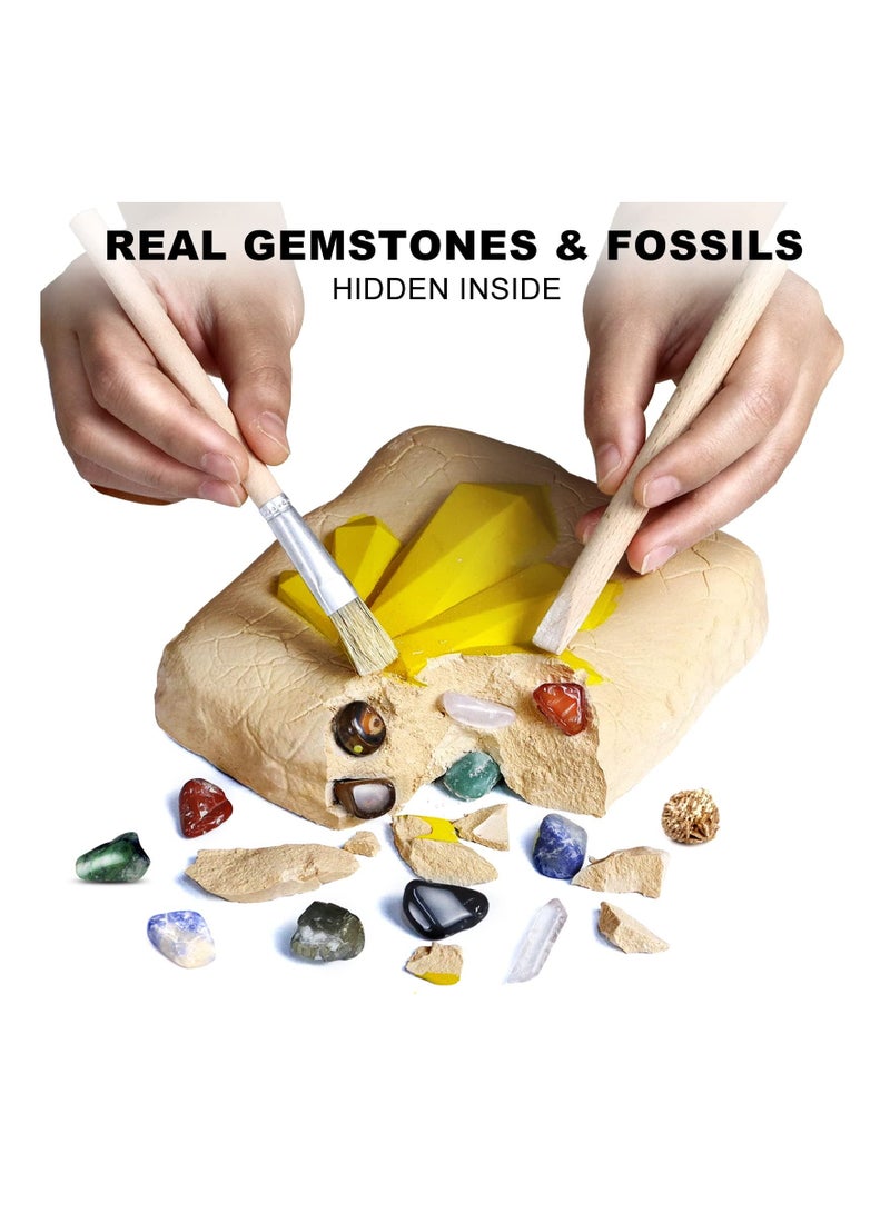 Y&D Gemstone Digging Kit, STEM Educational Toys DIY Science Kits Real Discovery Rocks and Minerals Exploration Game Archaeology Playset Unique Presents for Boys Girls Kid  - Image 3