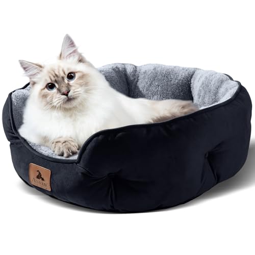 Asvin Medium Dog Bed for Medium Dogs Large Cat Beds for Indoor Cats Pet Bed for Puppy and Kitty Extra Soft Machine Washable with AntiSlip WaterResistant Oxford Bottom Black 25 inches - Image 3