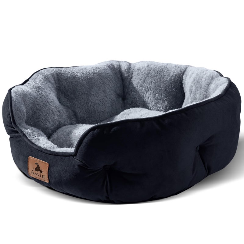 Asvin Medium Dog Bed for Medium Dogs Large Cat Beds for Indoor Cats Pet Bed for Puppy and Kitty Extra Soft Machine Washable with AntiSlip WaterResistant Oxford Bottom Black 25 inches - Image 2