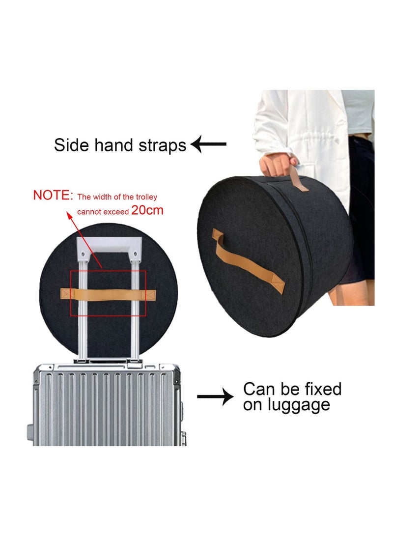 SYOSI SYOSI Hat Storage Box, Portable Felt Organizer Bucket, Foldable Large Capacity Round Travel Hat Container with Dust Proof Lid, Stuffed Animal Toys and Clothes Storage Bin Bag, 43 x 26CM  - Image 4