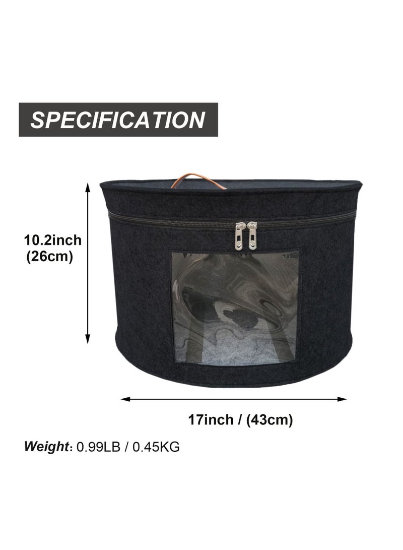 SYOSI SYOSI Hat Storage Box, Portable Felt Organizer Bucket, Foldable Large Capacity Round Travel Hat Container with Dust Proof Lid, Stuffed Animal Toys and Clothes Storage Bin Bag, 43 x 26CM  - Image 2