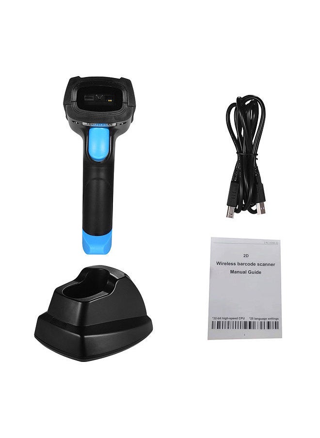 Handheld 1D 2D QR Wireless Barcode Scanner Bar Code Reader with USB Cradle Receiver Charging Base 100m Long Transmission Distance