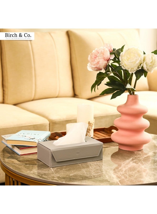 Birch & Co. حامل علبة المناديل من بيرش وشركاه - حامل مناديل - حامل علبة مناديل للسيارة - موزع مناديل للحمام - غطاء مناديل جلدية للمنزل - علبة مناديل - علبة مناديل جلدية متينة، سهولة في وضع المناديل، رمادي - Image 3