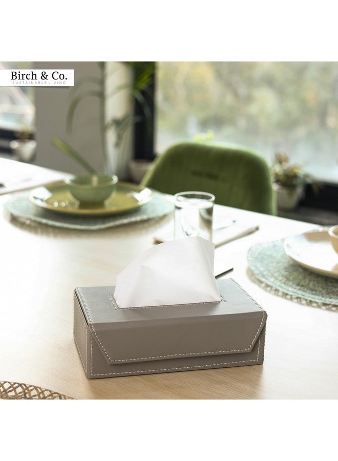 Birch & Co. حامل علبة المناديل من بيرش وشركاه - حامل مناديل - حامل علبة مناديل للسيارة - موزع مناديل للحمام - غطاء مناديل جلدية للمنزل - علبة مناديل - علبة مناديل جلدية متينة، سهولة في وضع المناديل، رمادي - Image 5