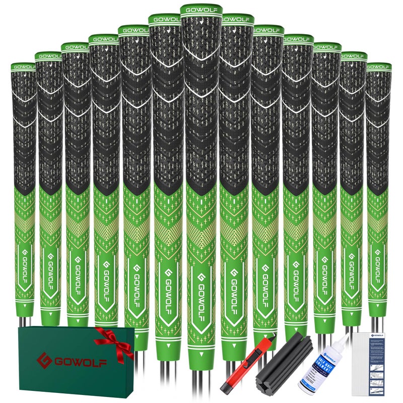 Gowolf Golf Grips Cord Rubber Multicompound Golf Driver Irons Club 13pcs Golf Grips Colored Top Cover SL02 Pro with Full Kit BlackGreenStandard - Image 2