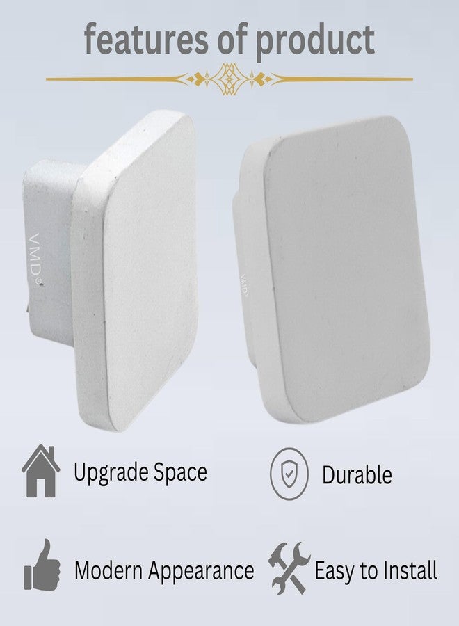 VMD, Squre Zink Drawer Knob,Cabinet Knobs, Drawer Pulls - White Finish - Perfect for Home & Office Drawers - (Pack of 8) - Image 3