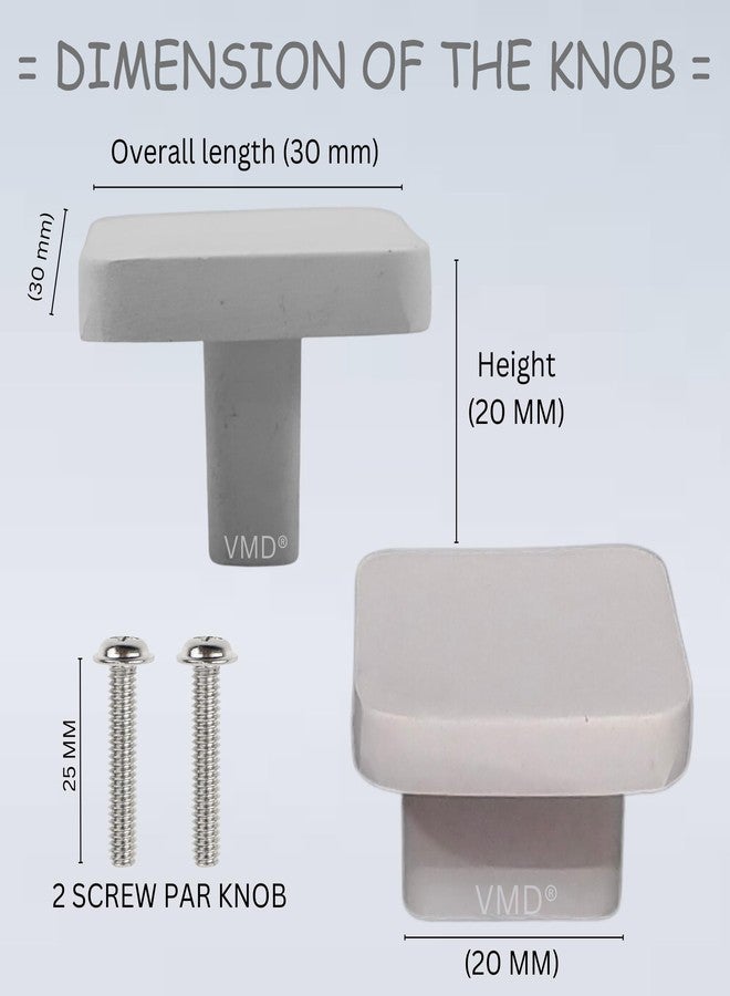 VMD, Squre Zink Drawer Knob,Cabinet Knobs, Drawer Pulls - White Finish - Perfect for Home & Office Drawers - (Pack of 8) - Image 2