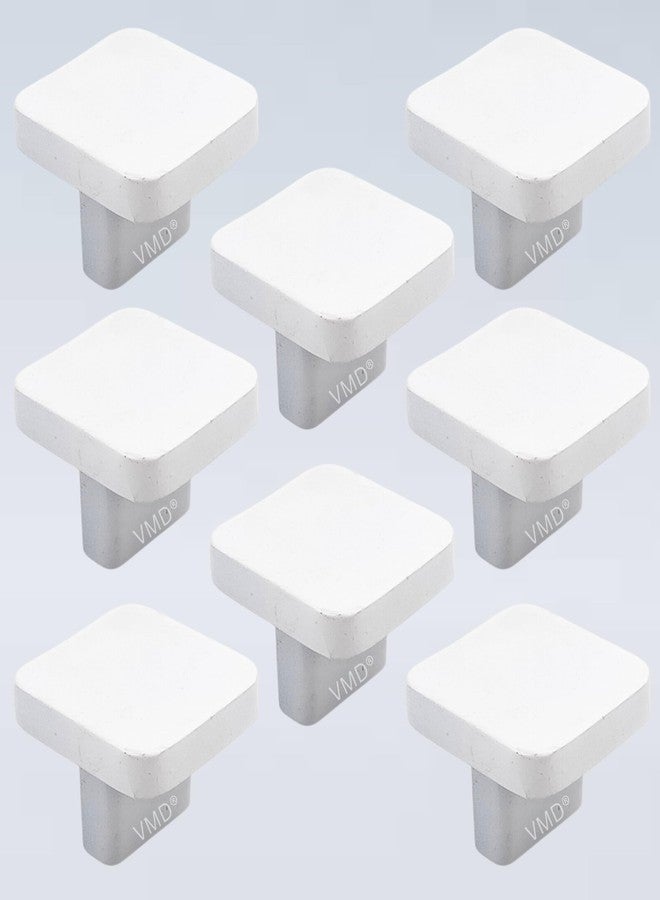 VMD, Squre Zink Drawer Knob,Cabinet Knobs, Drawer Pulls - White Finish - Perfect for Home & Office Drawers - (Pack of 8) - Image 1