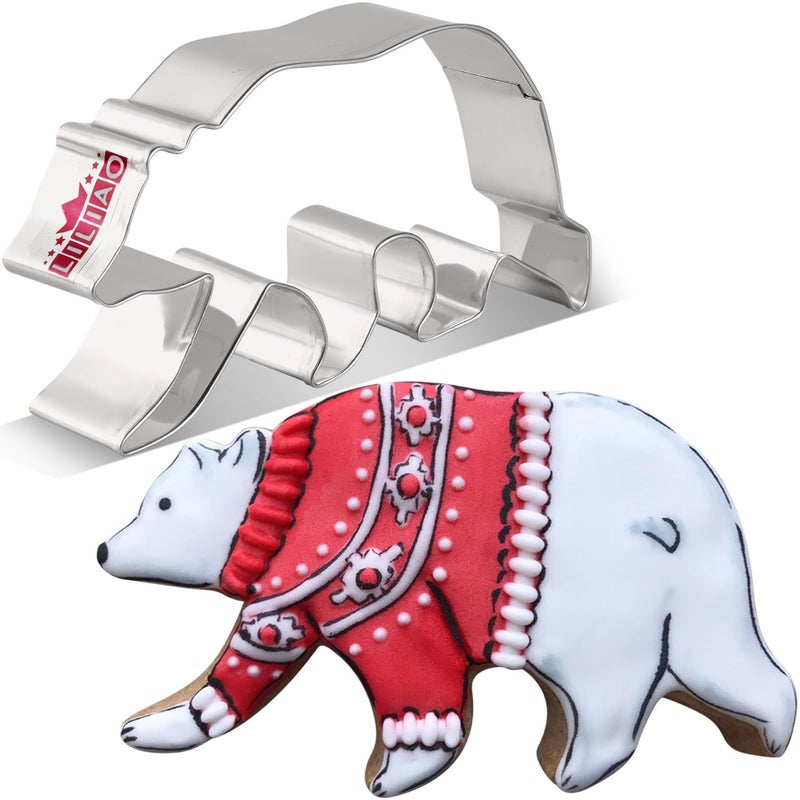LILIAO Walking Grizzly BearPolar Bear Cookie Cutter  46 x 26 inches  Woodland Animal Biscuit and Fondant Cutters  Stainless Steel