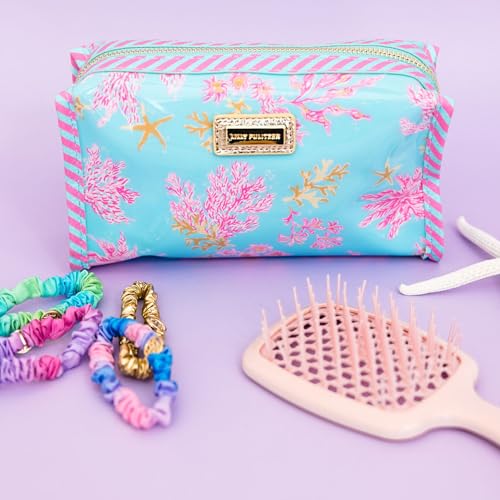 Lilly Pulitzer PVC Zipper Pouch, Cute Pencil Case for Adults, Travel Toiletry Bag, Small Pouch Bag for Supplies, Makeup or Toiletries (Royal Coral) - Image 5
