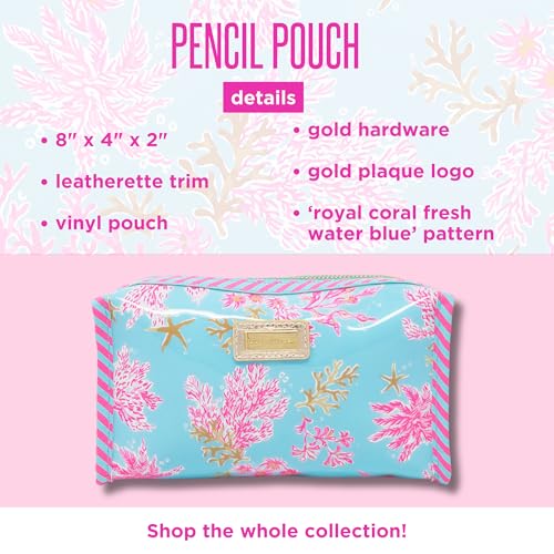 Lilly Pulitzer PVC Zipper Pouch, Cute Pencil Case for Adults, Travel Toiletry Bag, Small Pouch Bag for Supplies, Makeup or Toiletries (Royal Coral) - Image 3