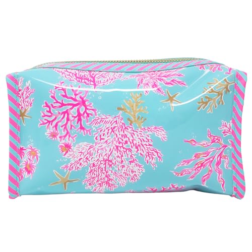 Lilly Pulitzer PVC Zipper Pouch, Cute Pencil Case for Adults, Travel Toiletry Bag, Small Pouch Bag for Supplies, Makeup or Toiletries (Royal Coral) - Image 2