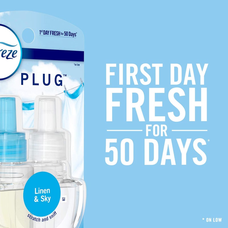 febreze Febreze Plug In, Air Freshener, Scented Oil Refill, Linen & Sky, 0.87 Fl Oz (Pack of 2)  - Image 2